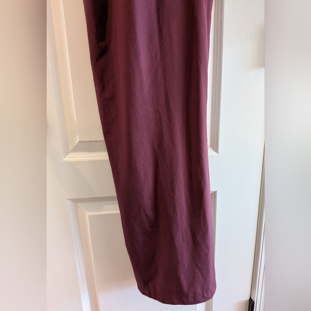 Halara Breezeful Wide Leg Jumpsuit Backless Pocket Burgundy Size S Flowy Resort - Picture 8 of 15